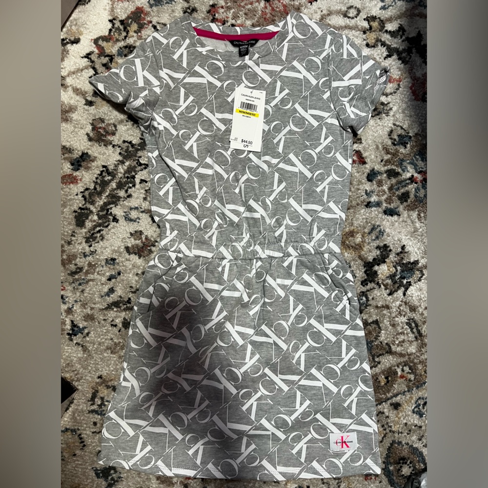 Calvin Klein White on Gray Logo Jumpsuit